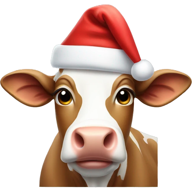 Cow wearing Santa hat emoji
