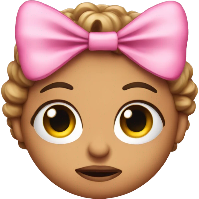 Emotional emoji with pink bow and lashes  emoji