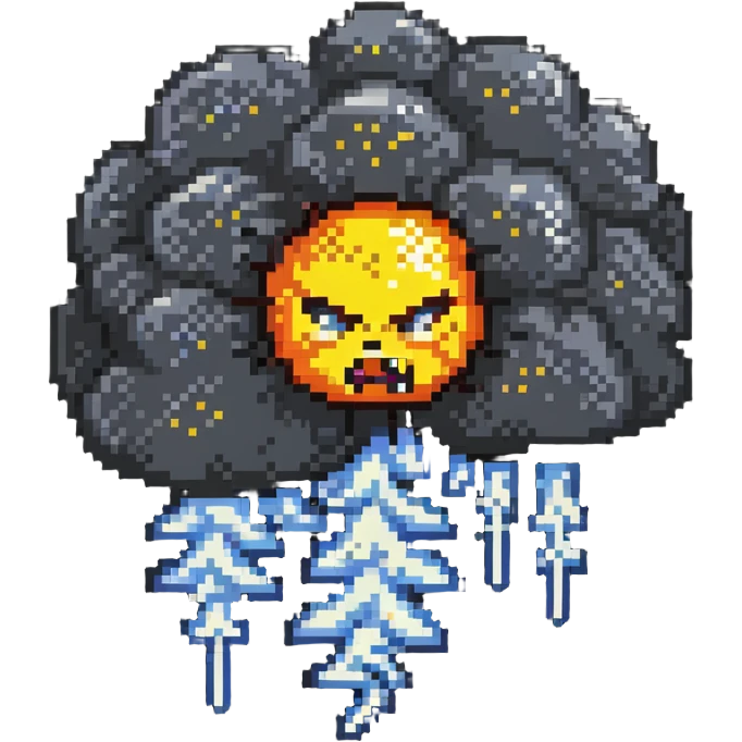 angry storm cloud with rain and thunder emoji