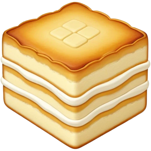 Inner Mongolia milk cake with crispy layers, simplified emoji style with bold outlines and bright colors, cartoon style dairy pastry snack emoji