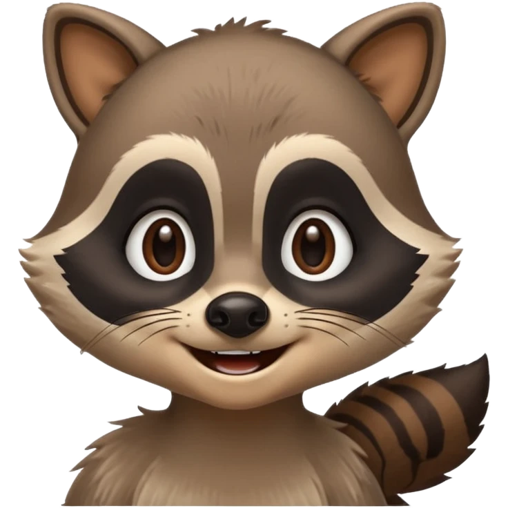 Racoon speaking with a person in cartoon emoji style friendly and calm emoji