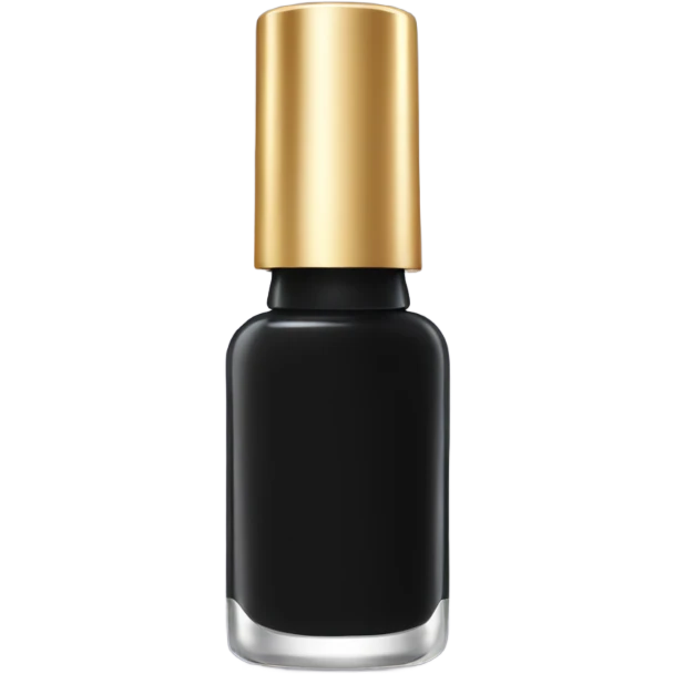 Black nail polish bottle with gold cap emoji