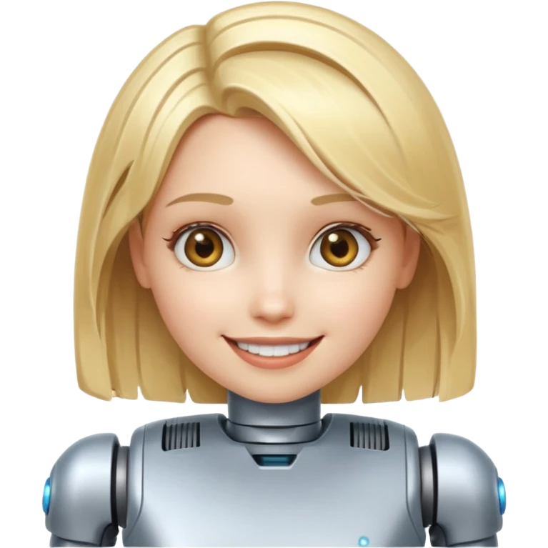robotic smiling girl with blond hair emoji