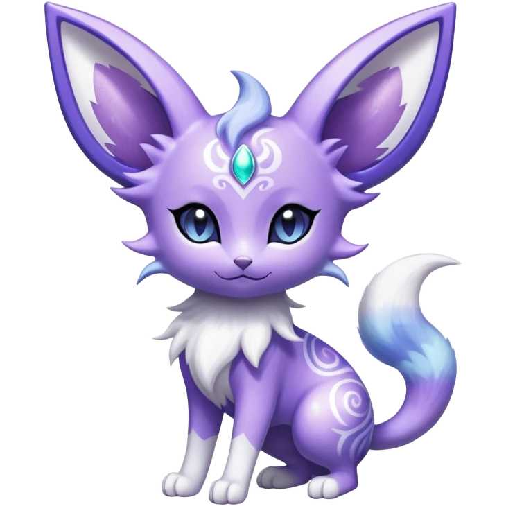 Shiny Exotic Cute Adorable Majestic Ethereal Sparkly Espeon-Meowstic-Hybrid-Creature with pattern-markings emoji