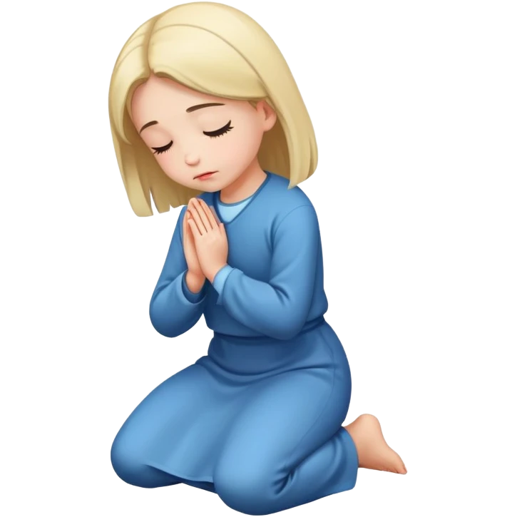 girl completely bowed praying on knees emoji