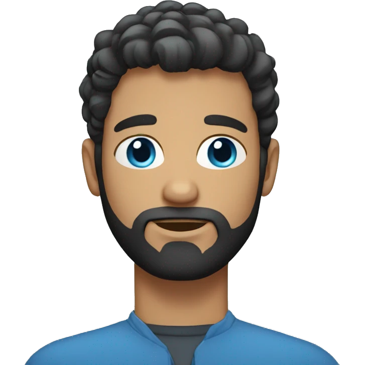 bearded guy with buzzed hair and blue eyes emoji
