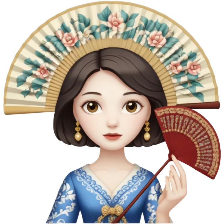 women with folding fan emoji