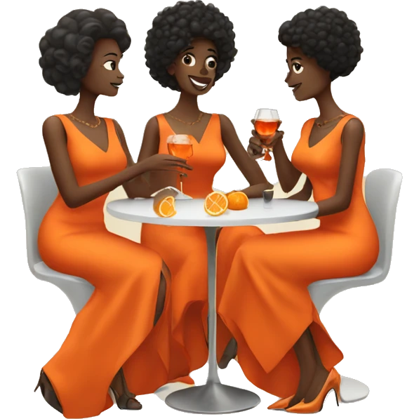 Three woman with orange dresses drinking aperol  emoji