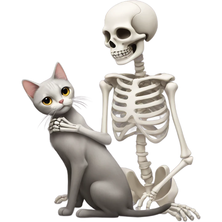 Skeleton petting cat emoji