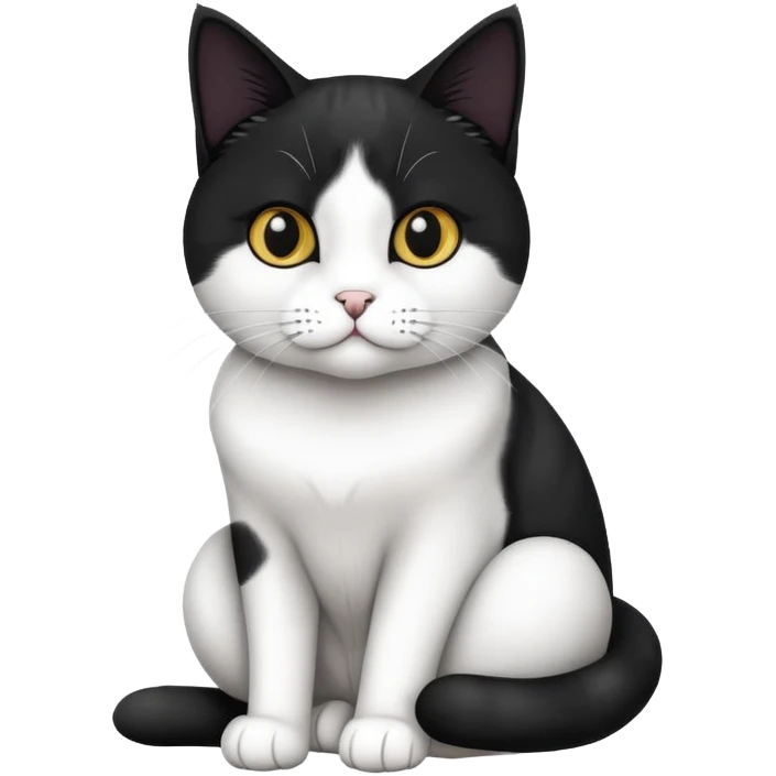 Black and white Devon cat sitting emoji