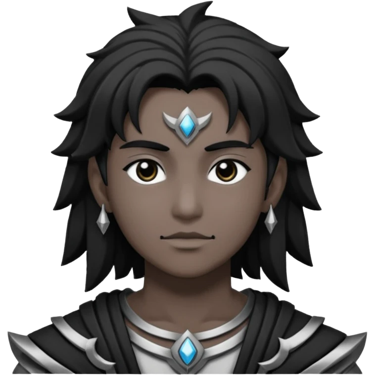 Kalashtar dnd estilo (dibujo antiguo blanco y negro) (ESTILO DARK ANIME Y QUE SE NOTE QUE ES UN Kalashtar) emoji