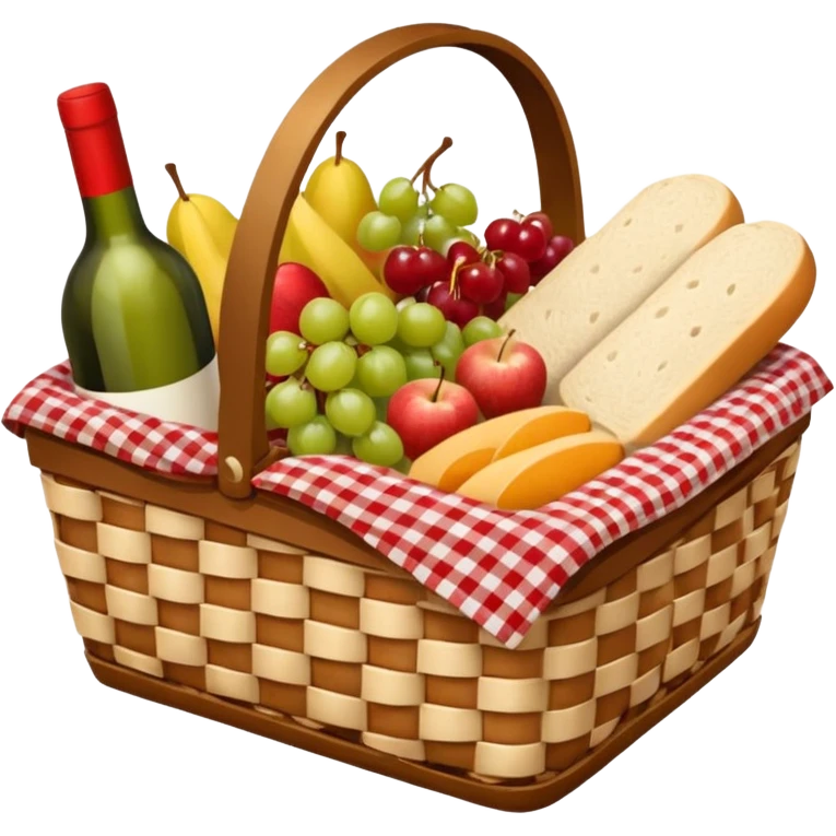 wicker basket with picnic cloth in it emoji