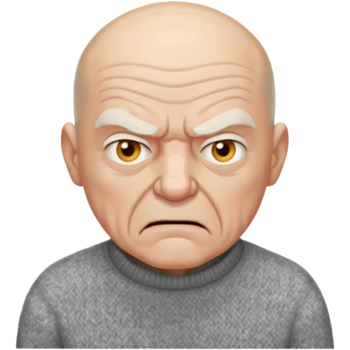 Old man, angry, sweater, bald
 emoji
