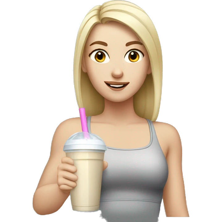 White girl drinking protein shake  emoji