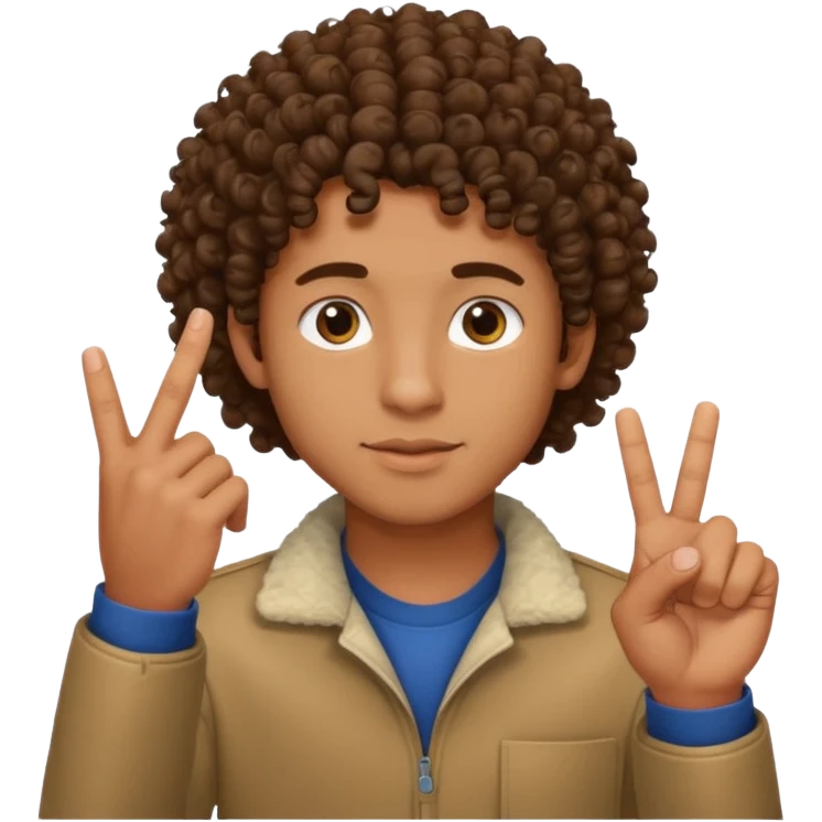 Ragazzo mulatto col coi ricci che fa il terzo dito emoji