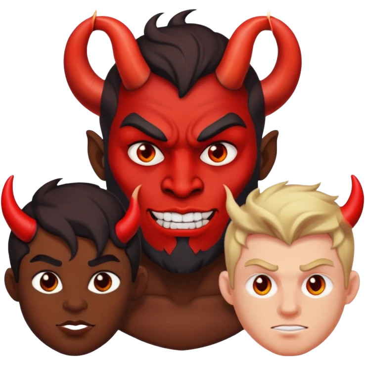 A throuple that consists of a demon male, a bbw ebony woman, and a white male. emoji