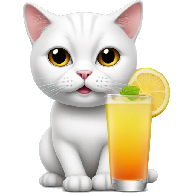 White British cat is drinking cocktail  emoji