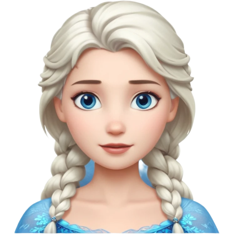 Кинематографический реалистичный портрет Эльзы с реалистичной текстурой кожи, мягким естественным освещением и изящно детализированными платиново-русыми волосами Её  выразительные голубые глаза излучают уверенность, спокойное выражение. Портрет отличается мягким чарующим сиянием с прохладной emoji