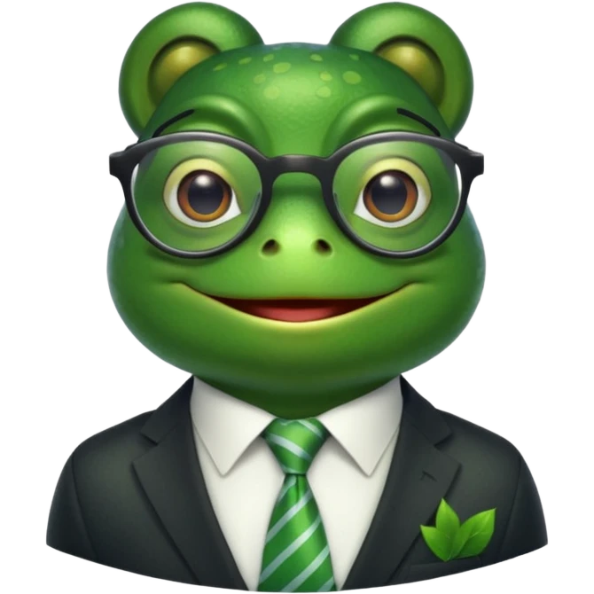 frog with glasses and tie emoji