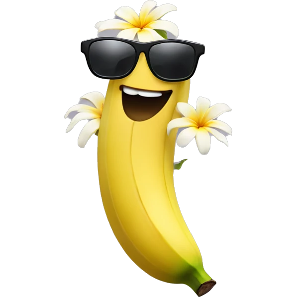 Funny Banana with sunglasses and a flower tiara emoji