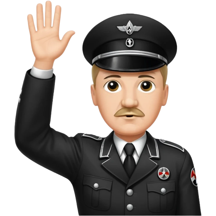 Hitler raising one hand straight out like a Sieg Hail salute in Black SS uniform  emoji