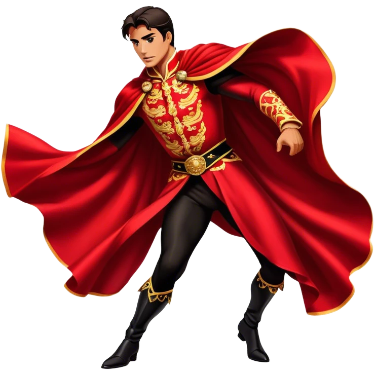 ​Cinematic Spanish Matador Holding a Red Cape, rendered with dynamic motion blur and vivid, high-contrast lighting, emoji