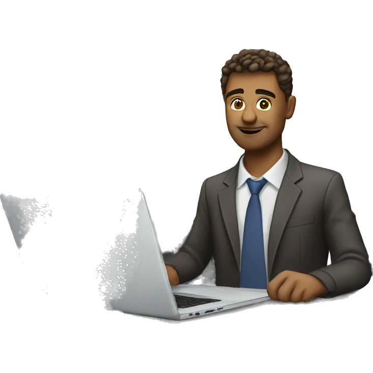 man with laptop evaluation emoji