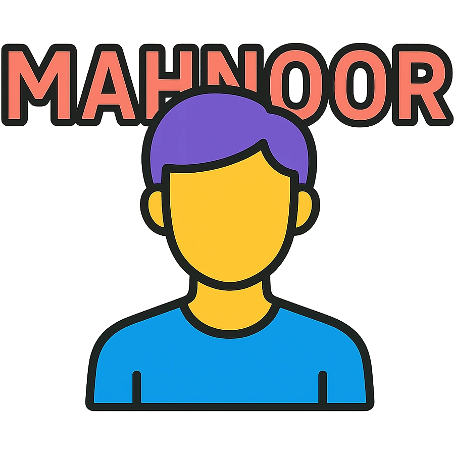 a guy with MAHNOOR written in the background emoji