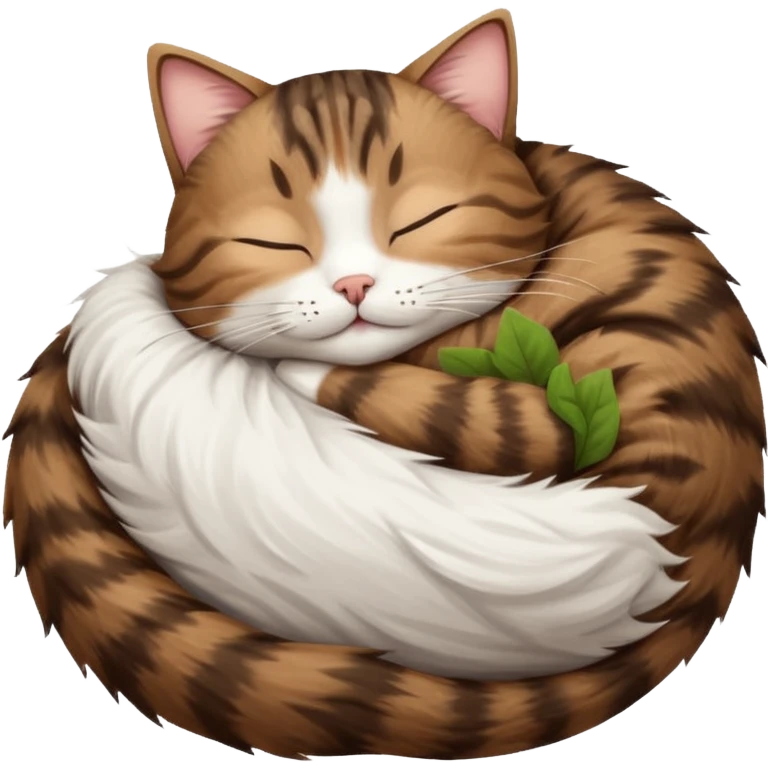 dark brown tabby and white cat sleeping rolled over and upside down emoji