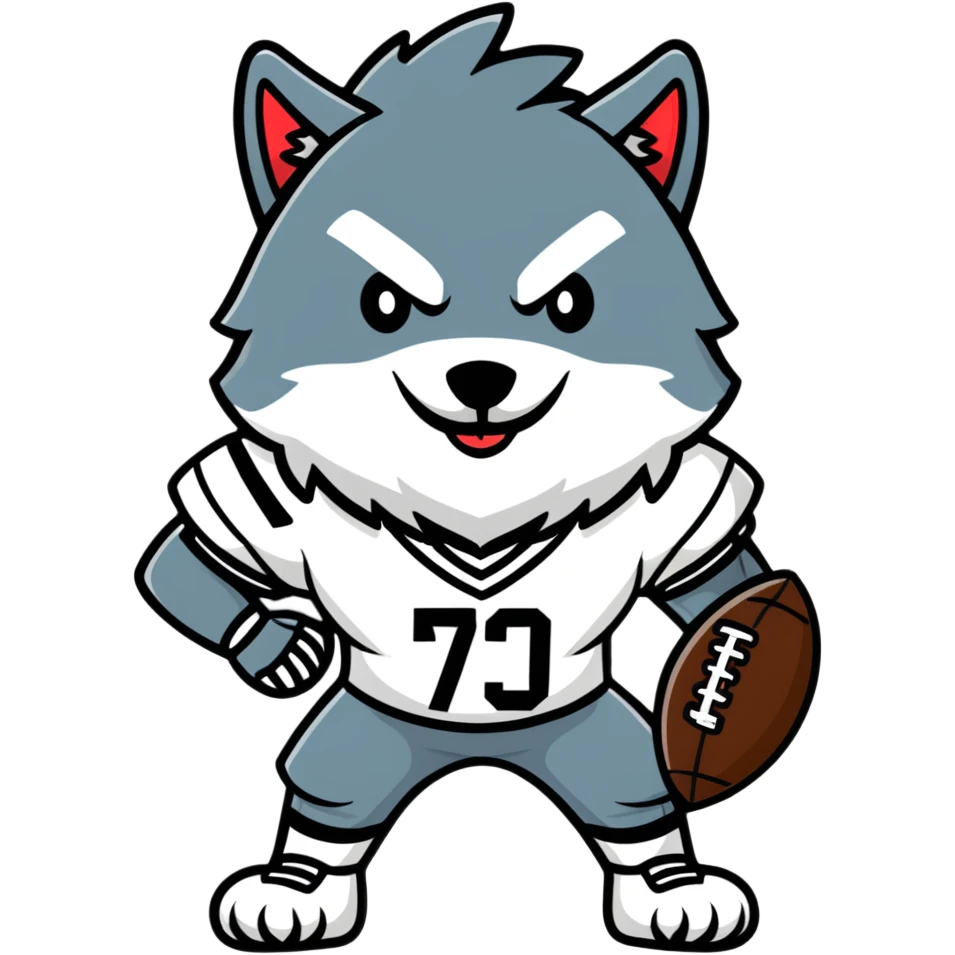wolf wearing football jersey and helmet emoji