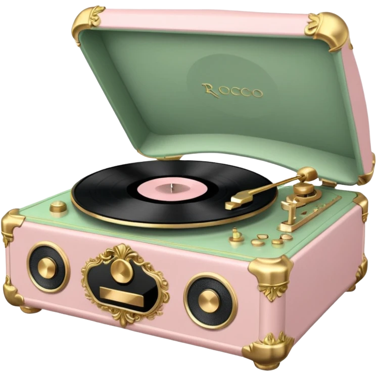 Vintage rococo pale pink and sage vinyl player emoji