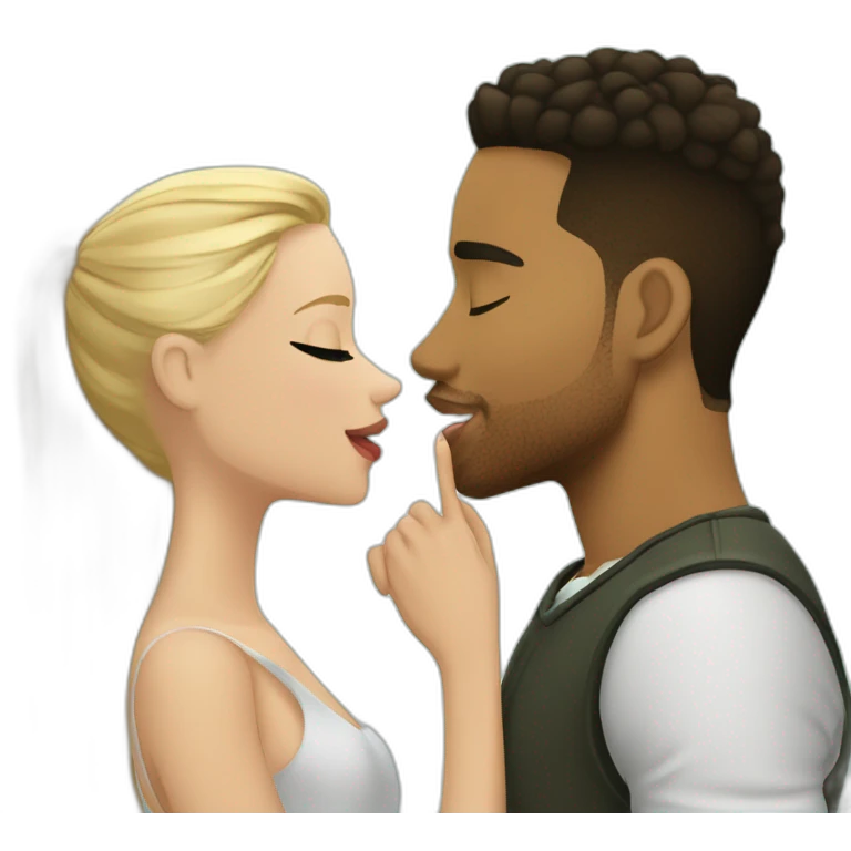 Romeo Santos kiss the mouth of the blond girl and green eyes emoji