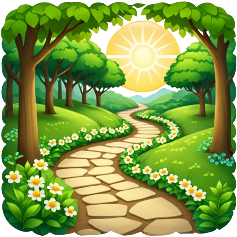 A nature pathway with sunlight  emoji