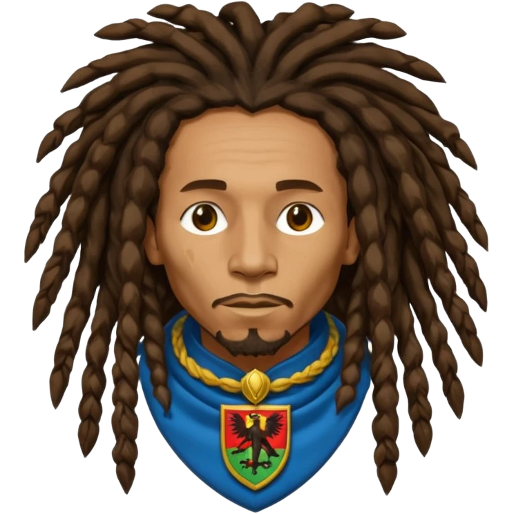 Bob Marley with gigantic dread locks heraldic crest emoji