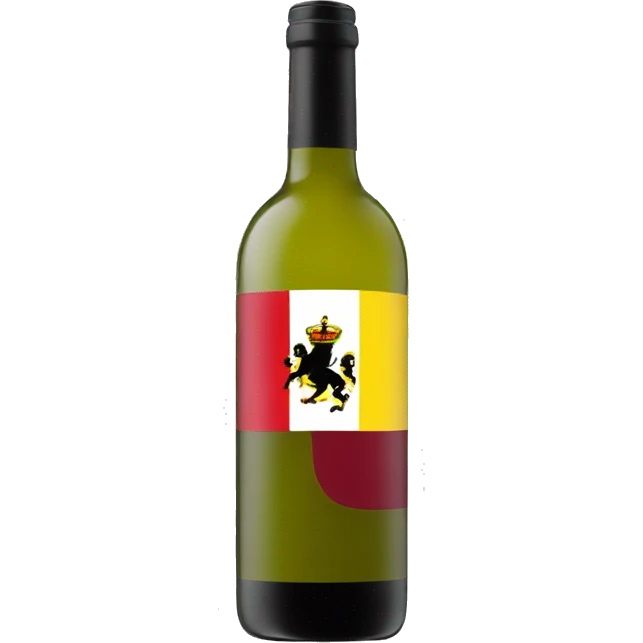 A wine bottle with a Belgian flag on the label emoji
