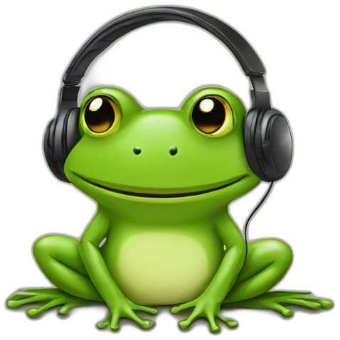 hand drawn frog listening to music emoji