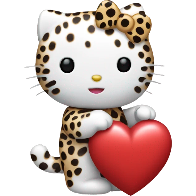 Hello kitty holding a cheetah heart emoji