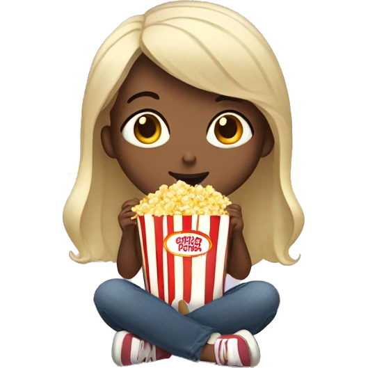 Girl eating popcorn emoji