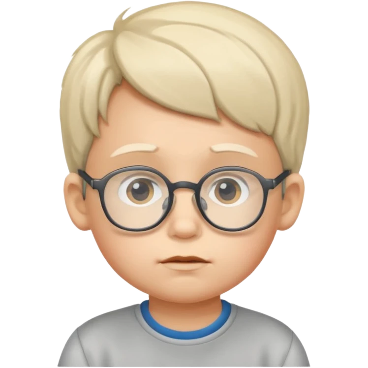 Thinking child boy white glasses emoji