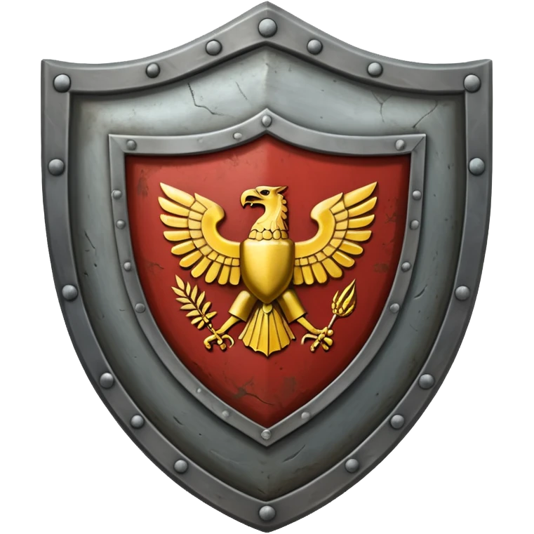 a steel shield with engraved roman letter for new—looks battle worn emoji