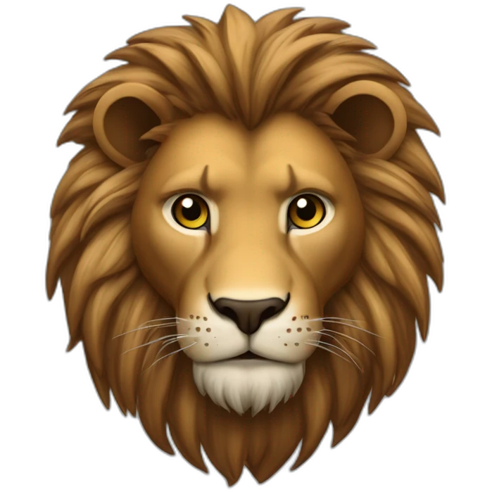 Lion fourrure marron crinière marron foncée yeux verts emoji