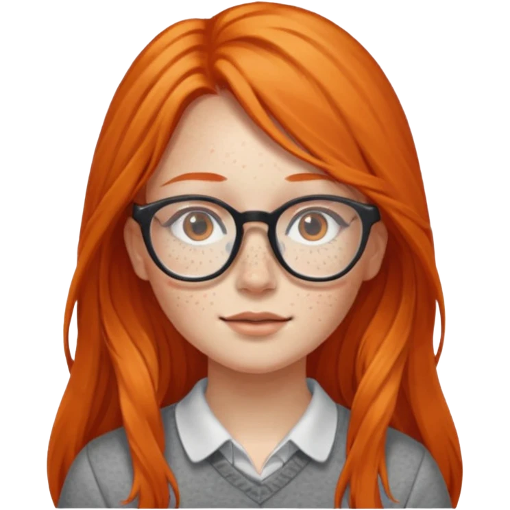 Girl with long orange hair and glasses emoji