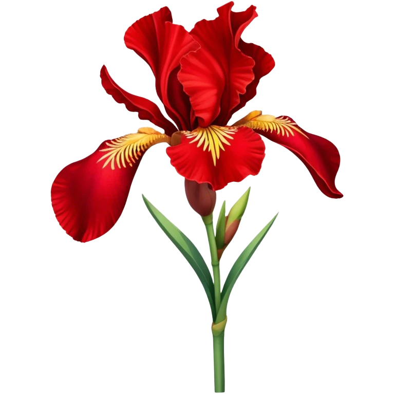 single Bright Red Iris, straight stem emoji