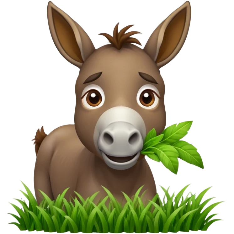 surpised donkey eats grass emoji