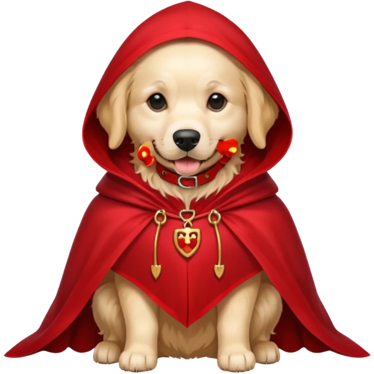 Goldern Vampire Dog in red collar cloak emoji