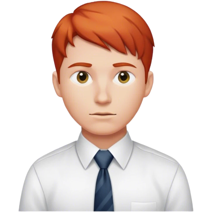 A man without face in white shirt with tie and short red hair emoji