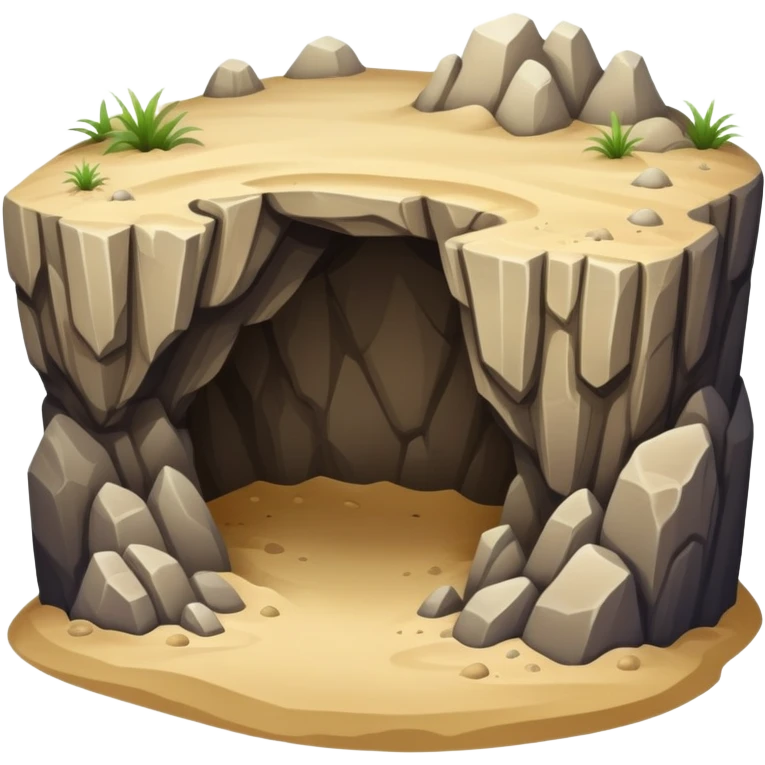 generate realistic detailed cave in 3d style with sand  emoji