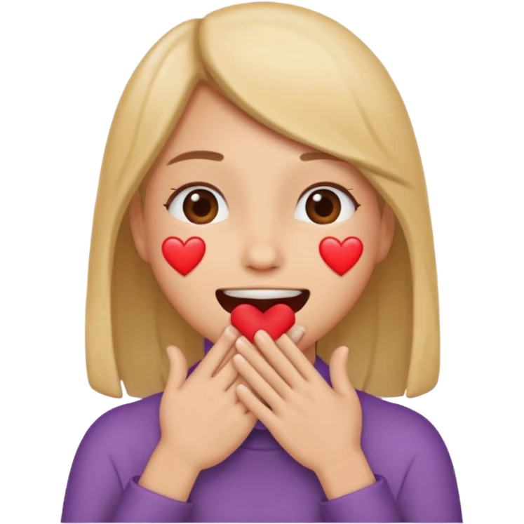 Covering mouth with heart emoji