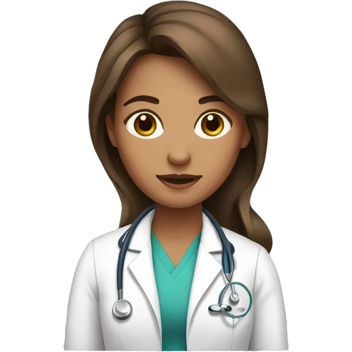 Young woman doctor Work Brown Hair  emoji