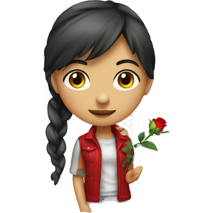 Red rose on girl  emoji